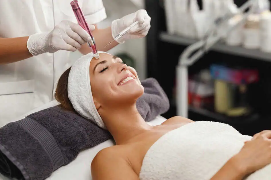 Woman receiving Microneedling treatment